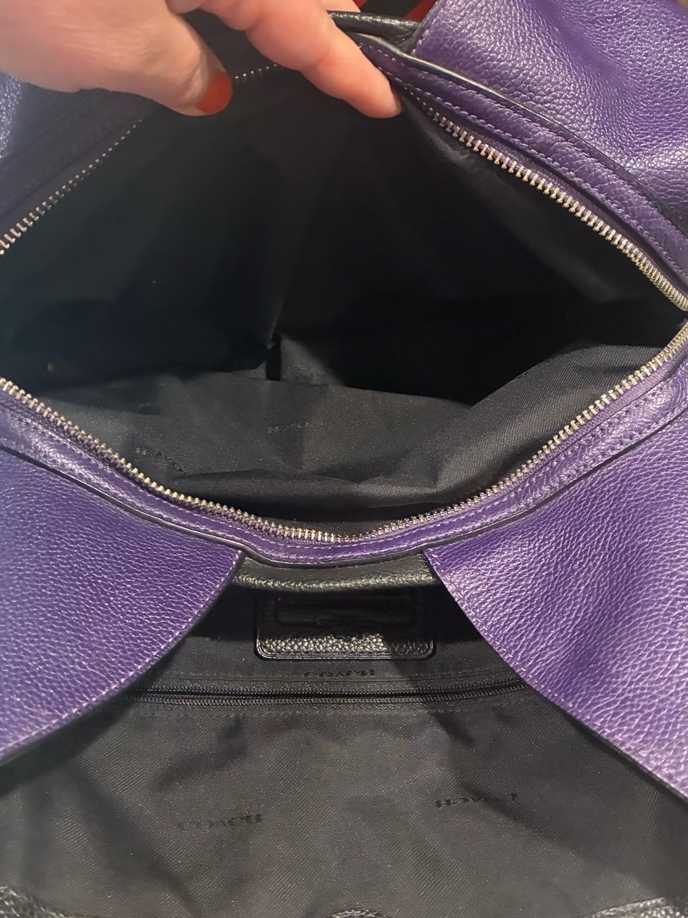 Purple Coach Edie pebbled leather shoulder handbag - Picture 14 of 14